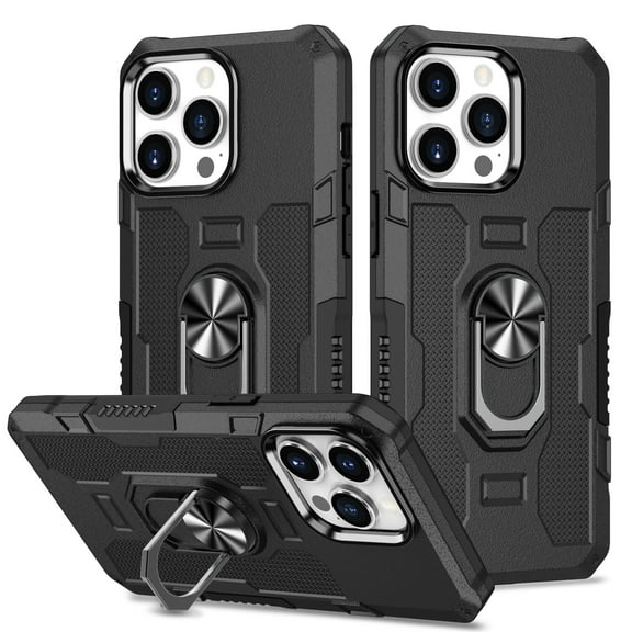 Phone Case for iPhone 11 Case, iPhone 11 Phone Case Built in 360 Rotating Ring Stand, Luxury Heavy Duty Armor Hard PC Soft TPU Slim Phone Case for iPhone 11 - Black