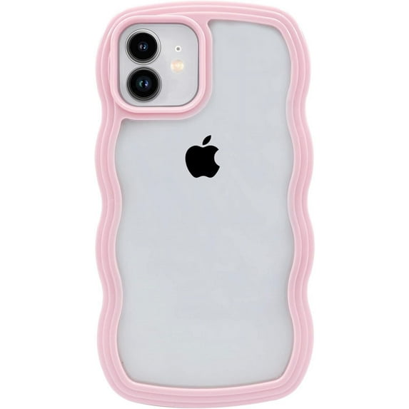 Phone Case for iPhone 11, Cute Curly Wave Frame Shape Shockproof Soft iPhone Case for Women Girls, TPU Bumpers Back Phone Cover for iPhone 11 (6.1 inch), Pink