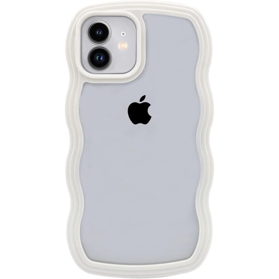 Phone Case for iPhone 11, Cute Curly Wave Frame Shape Shockproof Soft iPhone Case for Women Girls, TPU Bumpers Back Phone Cover for iPhone 11 (6.1 inch), White