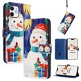 thumbnail image 1 of Phone Case for iPhone 11, Luxury Christmas Pattern Card Slots Cash Pocket Magnetic Clasp Full Body Protection Shockproof Kickstand Wallet Flip Case with Wrist Strap for iPhone 11, C, 1 of 9