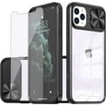 thumbnail image 1 of Phone Case for iPhone 11 Pro Max 6.5 with Tempered Glass Screen Protector Cover and Camera Cover Slide 360 Full Body Protection Slim Clear Bumper Cell Accessories iPhone11 11pro Promax i XI Plus Black, 1 of 13
