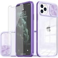 thumbnail image 1 of Phone Case for iPhone 11 Pro Max 6.5 with Tempered Glass Screen Protector Cover Camera Cover Slide 360 Full Body Protection Slim Clear Bumper Cell Accessories iPhone11 11pro Promax i XI Plus Purple, 1 of 13