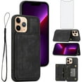 thumbnail image 1 of Phone Case for iPhone 11 Pro Max 6.5 Wallet Cover with Tempered Glass Screen Protector and Slim Credit Card Holder Stand Magnetic PU Leather Cell Accessories iPhone11 11pro Promax i XI Plus Men Black, 1 of 13