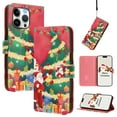 thumbnail image 1 of Phone Case for iPhone 12 Pro / 12, Luxury Christmas Pattern Card Slots Cash Pocket Magnetic Clasp Full Body Protection Shockproof Kickstand Wallet Flip Case with Wrist Strap for iPhone 12 Pro / 12, F, 1 of 10