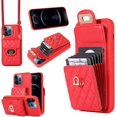 thumbnail image 1 of Phone Case for iPhone 12 Pro Max 6.7 Wallet Cover with Credit Card Holder Shoulder Crossbody Strap Long Lanyard Leather Cell Accessories iPhone12promax 5G i 12s Plus iPhone12 12pro Promax Women Red, 1 of 15
