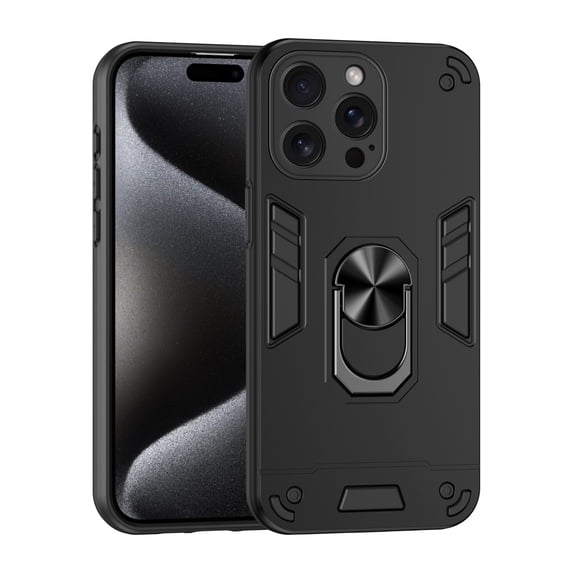 Phone Case for iPhone 12 Pro Max Hybrid Case with Ring Kickstand, Heavy Duty Protection Armor Case with Comfortable Grip Support Magnetic Car Mount for iPhone 12 Pro Max - Black