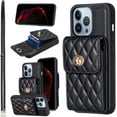 thumbnail image 1 of Phone Case for iPhone 13 Pro 6.1 inch Wallet Cover with Credit Card Holder Slot Shoulder Crossbody Strap Long Lanyard Leather Cell iPhone13Pro 5G i i-Phone i13 iPhone13 13Pro Women Girls Black, 1 of 7