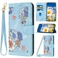 thumbnail image 1 of Phone Case for iPhone 13 Pro Max Wallet Cover with Crossbody & Wrist Strap, Elegant PU Leather Flip Flower Pattern Kickstand Credit Card Holder Phone Case Cover for iPhone 13 Pro Max, Blue, 1 of 9