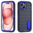 thumbnail image 1 of Phone Case for iPhone 14/13, Heavy Duty Durable Military Grade Shockproof Protective Non-slip Kickstand Soft Silicone Hard PC 2 In 1 Hybrid Cover Case for iPhone 14/13, Darkblue+Blue, 1 of 9