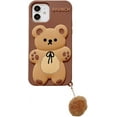 thumbnail image 1 of Phone Case for iPhone 14 Case Cute iPhone Case Teddy Bear Cartoon Phone Case with Keychain Creative iPhone Case Soft Silicone Bumper Shockproof Cover Protective Case for Women Girls, 1 of 14