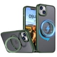 thumbnail image 1 of Phone Case for iPhone 14 Plus Strengthened Magnetic Ring Stand Translucent Back Cover Compatible with Magsafe, Military-Grade Shockproof Anti-fall Protection Case for Men Women,Green, 1 of 7