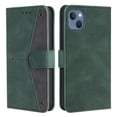 thumbnail image 1 of Phone Case for iPhone 14 Plus Wallet Cover with Wrist Strap, Splicing PU Leather Flip Case Card Holder Slots Kickstand Magnetic Closure for Women Men for iPhone 14 Plus, Green, 1 of 6