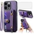 thumbnail image 1 of Phone Case for iPhone 14 Pro Max 6.7 inch Wallet Cover with Tempered Glass Screen Protector Slim Stand Credit Card Holder Cell iPhone14promax 5G i Phone14Max Plus iPhone14 ProMax Women Purple, 1 of 7