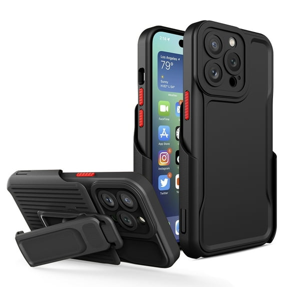 Phone Case for iPhone 14 Pro Max Case,Heavy Duty Hard Shockproof Armor Rugged Protector Case Cover with Belt Clip Holster for Apple iPhone 14 Pro Max 6.7 5G 2022 Phone Case, Black