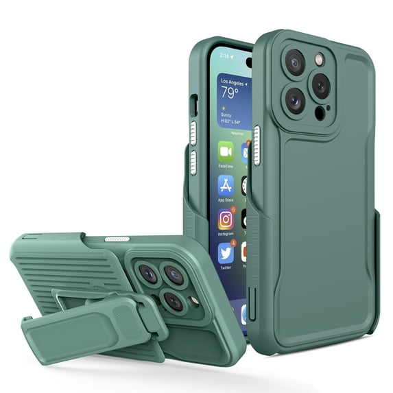 Phone Case for iPhone 14 Pro Max Case,Heavy Duty Hard Shockproof Armor Rugged Protector Case Cover with Belt Clip Holster for Apple iPhone 14 Pro Max 6.7 5G 2022 Phone Case, Darkgreen