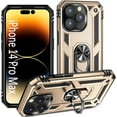thumbnail image 1 of Phone Case for iPhone 14 Pro Max Case, [ Military Grade ] Shock-Absorption Bumper Cover Anti-Scratch Case with Ring Car Mount Kickstand for iPhone 14 Pro Max 6.7" - Gold, 1 of 12
