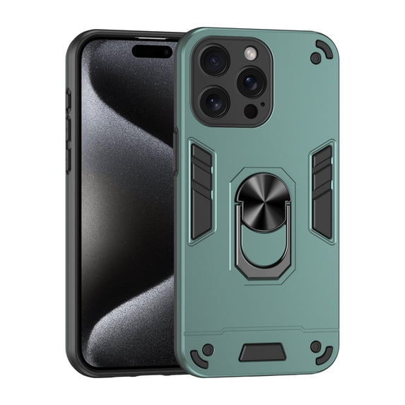 Phone Case for iPhone 14 Pro Max Hybrid Case with Ring Kickstand, Heavy Duty Protection Armor Case with Comfortable Grip Support Magnetic Car Mount for iPhone 14 Pro Max - Darkgreen