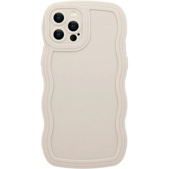 Phone Case for iPhone 14 Pro Max, Solid Color Curly Wave Frame Soft TPU Bumpers Back Phone Cover for iPhone 14 Pro Max (6.7 inch), Cute iPhone Case for Women Girls, White