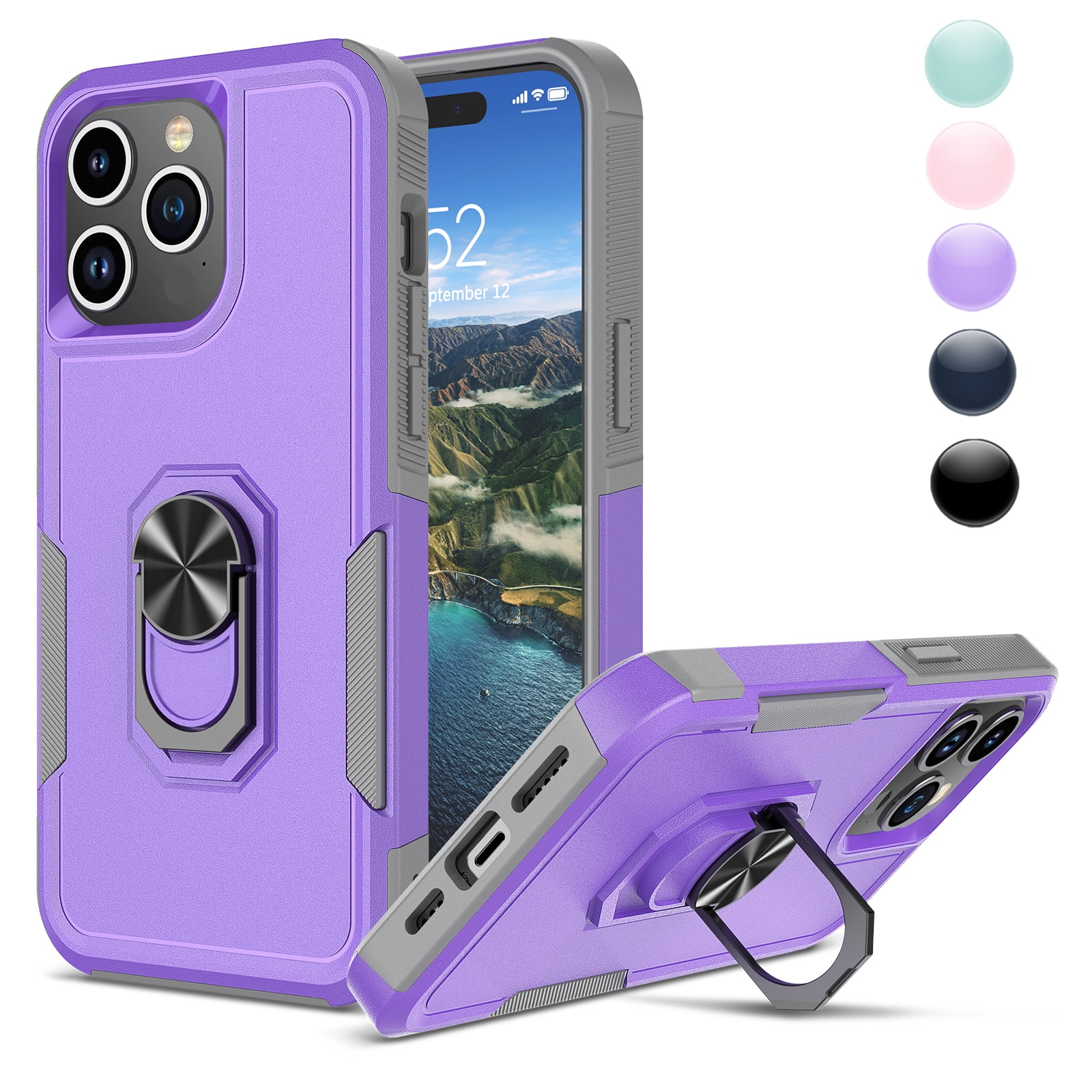  Wollony Compatible with iPhone 15 Pro Square Case, Luxury  Elegant Phone Case with Kickstand Ring Stand for Women Girls Soft TPU Metal  Shockproof Protective Phone Cover for iPhone 15 Pro 6.1