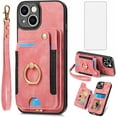 thumbnail image 1 of Phone Case for iPhone 15 Plus 6.7 inch Wallet Cover with Screen Protector and Wrist Strap Lanyard RFID Card Holder Ring Stand i-Phone 15+ iPhone15Plus 5G i i15 + iPhone15 15Plus Women Pink, 1 of 14