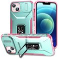 thumbnail image 1 of Phone Case for iPhone 15 Plus Case with Sliding Camera Cover, with 360° + 100° Free Rotation Metal Finger Ring Bracket, Fit Magnet Car Mount, 2 In 1 Case Cover for iPhone 15 Plus, Green, 1 of 8