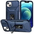 thumbnail image 1 of Phone Case for iPhone 15 Plus Case with Sliding Camera Cover, with 360° + 100° Free Rotation Metal Finger Ring Bracket, Fit Magnet Car Mount, 2 In 1 Case Cover for iPhone 15 Plus, Blue, 1 of 8