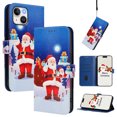 thumbnail image 1 of Phone Case for iPhone 15 Plus, Luxury Christmas Pattern Card Slots Cash Pocket Magnetic Clasp Full Body Protection Shockproof Kickstand Wallet Flip Case with Wrist Strap for iPhone 15 Plus, D, 1 of 8