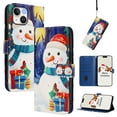 thumbnail image 1 of Phone Case for iPhone 15 Plus, Luxury Christmas Pattern Card Slots Cash Pocket Magnetic Clasp Full Body Protection Shockproof Kickstand Wallet Flip Case with Wrist Strap for iPhone 15 Plus, C, 1 of 8