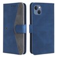 thumbnail image 1 of Phone Case for iPhone 15 Plus Wallet Cover with Wrist Strap, Splicing PU Leather Flip Case Card Holder Slots Kickstand Magnetic Closure for Women Men for iPhone 15 Plus, Blue, 1 of 6