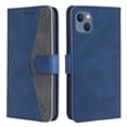 thumbnail image 1 of Phone Case for iPhone 15 Plus Wallet Cover with Wrist Strap, Splicing PU Leather Flip Case Card Holder Slots Kickstand Magnetic Closure for Women Men for iPhone 15 Plus, Blue, 1 of 6