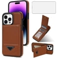 thumbnail image 1 of Phone Case for iPhone 15 Pro 6.1 inch Wallet Cover with Screen Protector RFID Slim Credit Card Holder Slot Stand Cell Accessories iPhone15Pro 5G i i-Phone i15 iPhone15 16Pro Women Men Brown, 1 of 11
