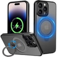 thumbnail image 1 of Phone Case for iPhone 15 Pro 6.1 inches, 360° Rotatable Magnetic Ring Stand Compatible with MagSafe Military Grade Shockproof Phone Covers for Women Men Boy Girls(Translucent Black), 1 of 14