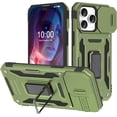 thumbnail image 1 of Phone Case for iPhone 15 Pro Case with Slide Camera Cover Shockproof 15 Pro Phone Case with 360°Rotate Magnetic Ring Stand for 15 Pro 6.1 inch 2023 - Green, 1 of 12