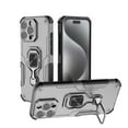 thumbnail image 1 of Phone Case for iPhone 15 Pro Max with 360° Rotating Ring Holder Stand, Hybrid Shockproof Cover for iPhone 15 Pro Max, Luxury Slim Fit Lightweight Drop Protective Rugged for Women Men, Gray, 1 of 8