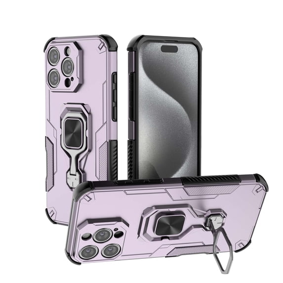 Phone Case for iPhone 15 Pro Max with 360° Rotating Ring Holder Stand, Hybrid Shockproof Cover for iPhone 15 Pro Max, Luxury Slim Fit Lightweight Drop Protective Rugged for Women Men, Purple