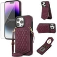 thumbnail image 1 of Phone Case for iPhone 15 Pro Max 6.7 inch Wallet Cover with Screen Protector and Mirror Card Holder Crossbody Strap Cell iPhone15promax 5G i Phone15Max Plus iPhone15 ProMax Women Girls Red, 1 of 7