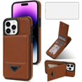 thumbnail image 1 of Phone Case for iPhone 15 Pro Max 6.7 inch Wallet Cover with Screen Protector RFID Slim Credit Card Holder Slot Stand Cell iPhone15promax 5G i Phone15Max Plus iPhone16 ProMax Women Men Brown, 1 of 11
