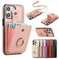 thumbnail image 1 of Phone Case for iPhone 15 Pro Max Wallet Cell Cover with Crossbody Strap, Ring Stand RFID Blocking Credit Card Holder Shockproof Drop Protective Case for iPhone 15 Pro Max Women Girls, Rosegold, 1 of 10