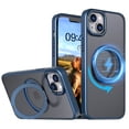 thumbnail image 1 of Phone Case for iPhone 15 Strengthened Magnetic Ring Stand Translucent Back Cover Compatible with Magsafe, Military-Grade Shockproof Anti-fall Protection Case for Men Women,Blue, 1 of 7