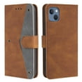 thumbnail image 1 of Phone Case for iPhone 15 Wallet Cover with Wrist Strap, Splicing PU Leather Flip Case Card Holder Slots Kickstand Magnetic Closure for Women Men for iPhone 15, Brown, 1 of 6