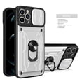 thumbnail image 1 of Phone Case for iPhone 16 with Camera Lens Slide Cover, Detachable Card Slot Holder Ring Kickstand, Support Magnet Car Mount, Heavy Duty Military Grade Protection Cover for iPhone 16, White, 1 of 13