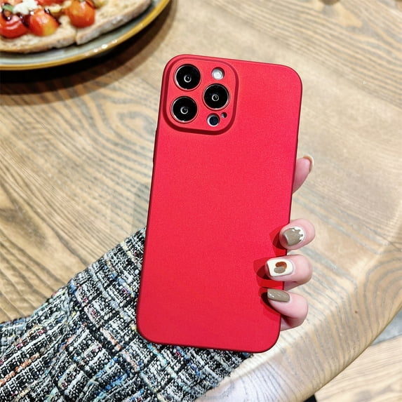 Phone Case for iPhone 16 Case,Frosted Matte Solid Color Case Anti-Fingerprint Upgraded Camera Protection Slim Hard PC Shockproof Rugged Anti-fall Phone Case for iPhone 16,Red