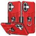 thumbnail image 1 of Phone Case for iPhone 16 Case, iPhone 16 Phone Case Built in 360 Rotating Ring Stand, Luxury Heavy Duty Armor Hard PC Soft TPU Slim Phone Case for iPhone 16 - Red, 1 of 10