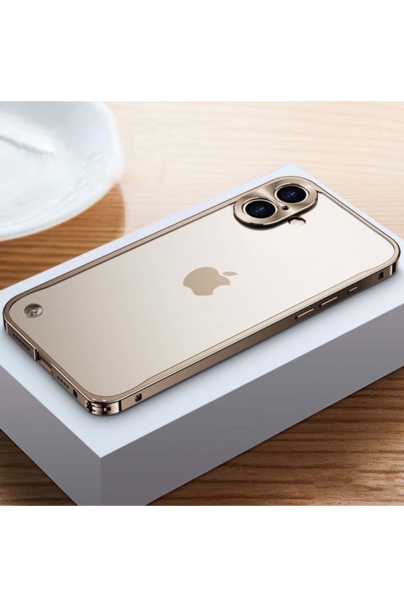 Phone Case For iPhone 16 with Metal Camera Protection Frame, Sensitive Metal Buttons Metal Frame Shockproof Scratch-Resistant Translucent Slim Rugged Phone Case Cover,Gold