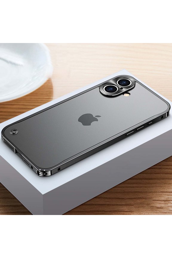 Phone Case For iPhone 16 Plus with Metal Camera Protection Frame, Sensitive Metal Buttons Metal Frame Shockproof Scratch-Resistant Translucent Slim Rugged Phone Case Cover,Black