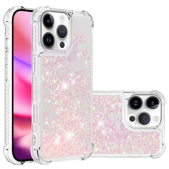 Phone Case for iPhone 16 Pro Cover Sparkle Glitter Floating Liquid Quicksand Shockproof Soft Silicone TPU Bumper Protective Cover for iPhone 16 Pro Case, S10