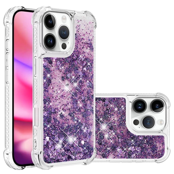 Phone Case for iPhone 16 Pro Cover Sparkle Glitter Floating Liquid Quicksand Shockproof Soft Silicone TPU Bumper Protective Cover for iPhone 16 Pro Case, S3