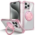 thumbnail image 1 of Phone Case for iPhone 16 Pro Max with 360° Rotatable Ring Holder Kickstand, Clear Non-Yellowing Transparent Magnetic Cover, Military Grade Drop Protection Shockproof Case for iPhone 16 Pro Max, Pink, 1 of 14