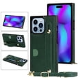 thumbnail image 1 of Phone Case for iPhone 16 Pro Max Case with Wallet Wristband Case, for iPhone 16 Pro Max Wallet Case with Card Holder Stand PU Leather Cover Adjustable Crossbody Strap for Women & Men, Green, 1 of 7