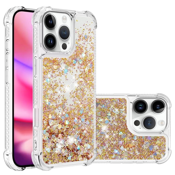 Phone Case for iPhone 16 Pro Max Cover Sparkle Glitter Floating Liquid Quicksand Shockproof Soft Silicone TPU Bumper Protective Cover for iPhone 16 Pro Max Case, S2